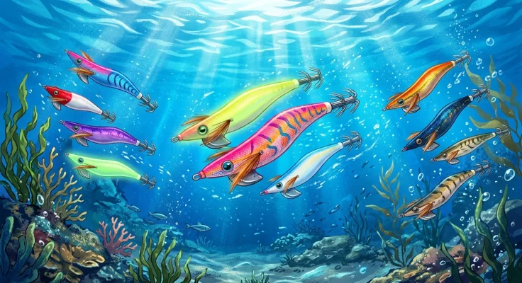 Jibioneras para eging: tipos, tamaños y colores