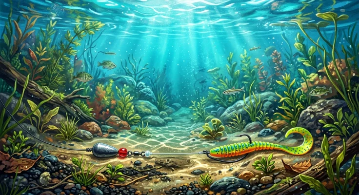 Montaje Carolina rig con vinilo para fondo