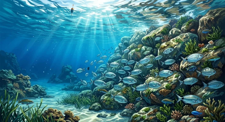 Pesca de oblada en escollera con flotador